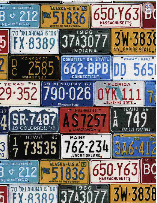 LICENSE PLATE ROUTE 66 FABRIC