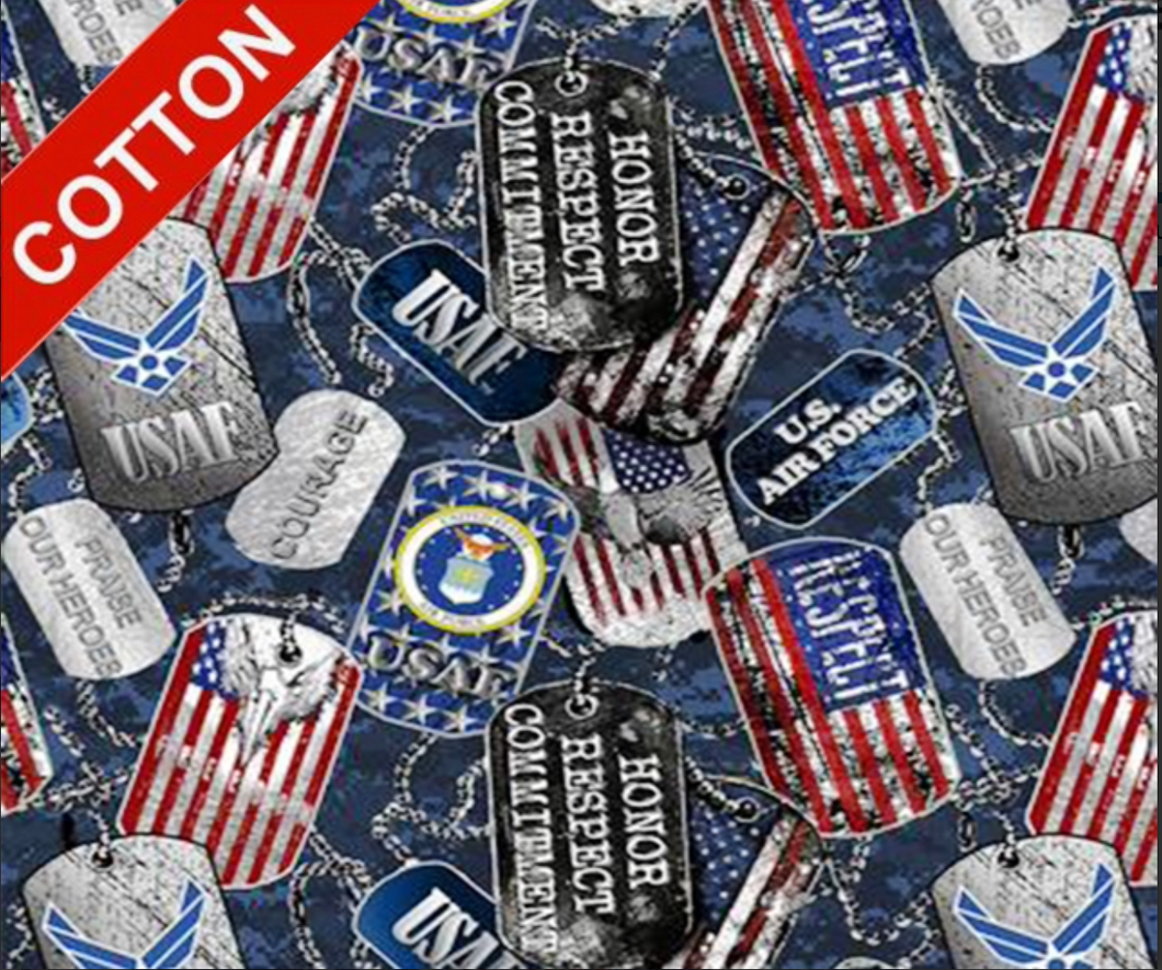 UNITED STATES MILITARY DOGTAGS AIRFORCE FABRIC