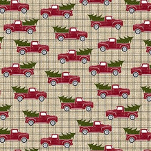 Load image into Gallery viewer, RED TRUCK HOLIDAY BEIGE FABRIC
